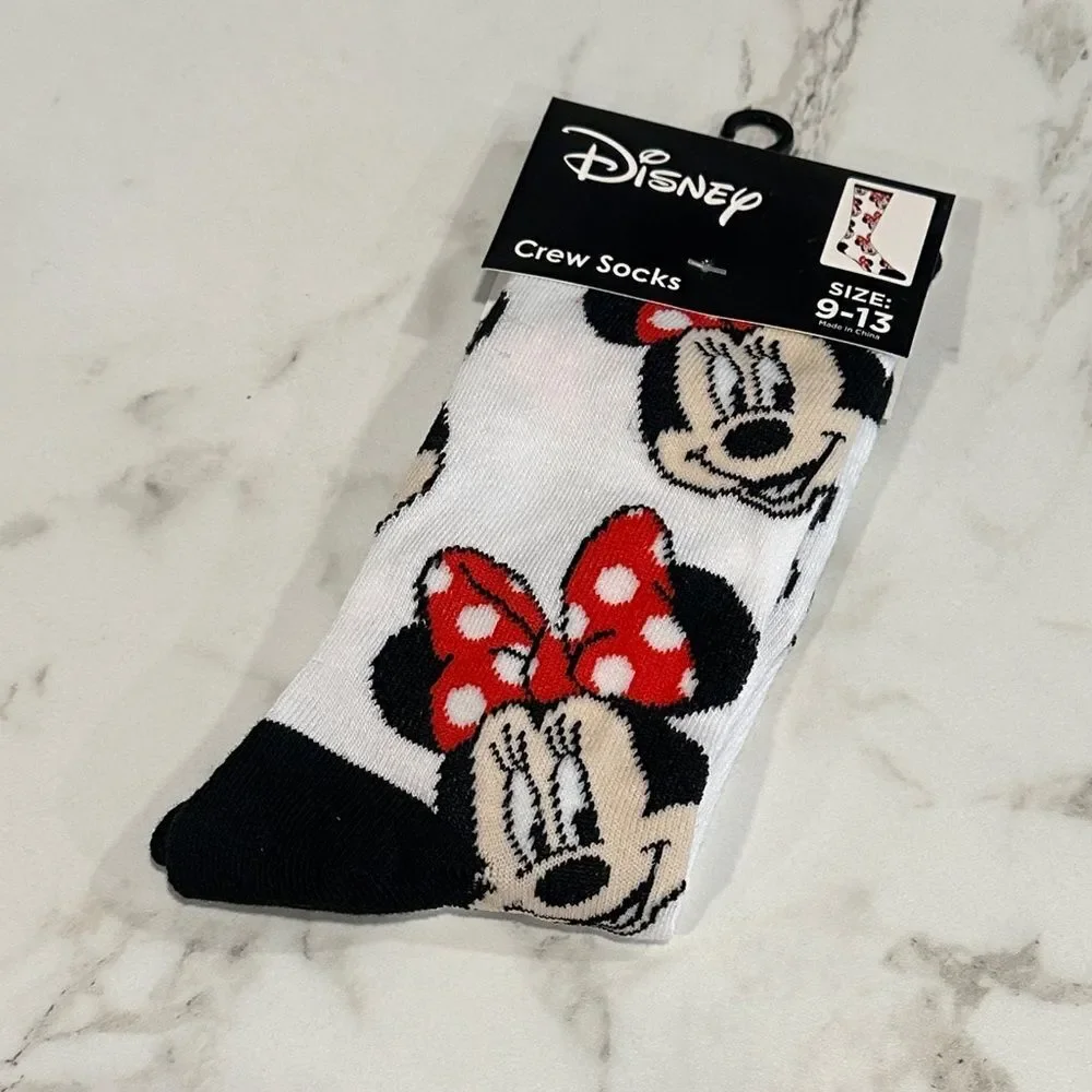 Minnie Mouse Disney Crew Socks NEW Size 9-13